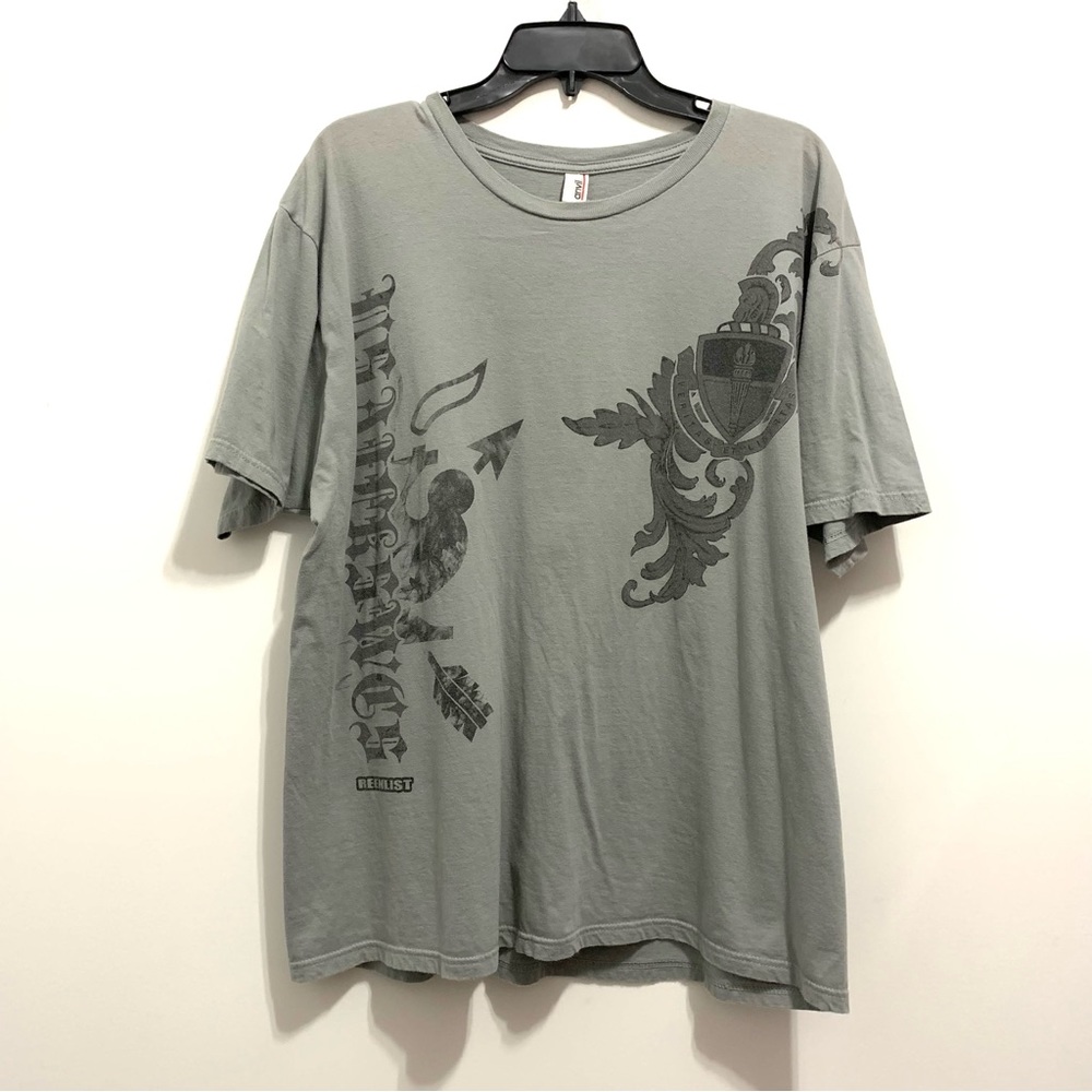 Menโs Gray Army Military Style Tee Shirt